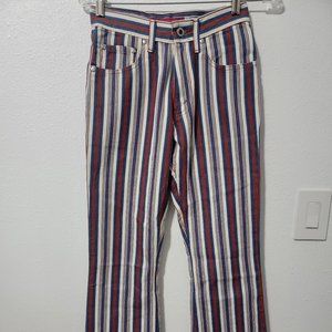 levi silvertab womens flare 25 in red, white, and blue striped